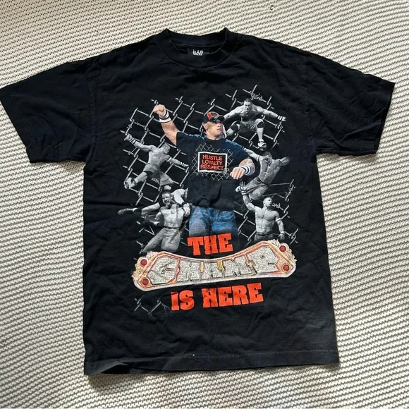 Y2K John Cena the Champ is Here Tshirt WWE Wrestling Print Black Medium 2007 - Picture 2 of 9
